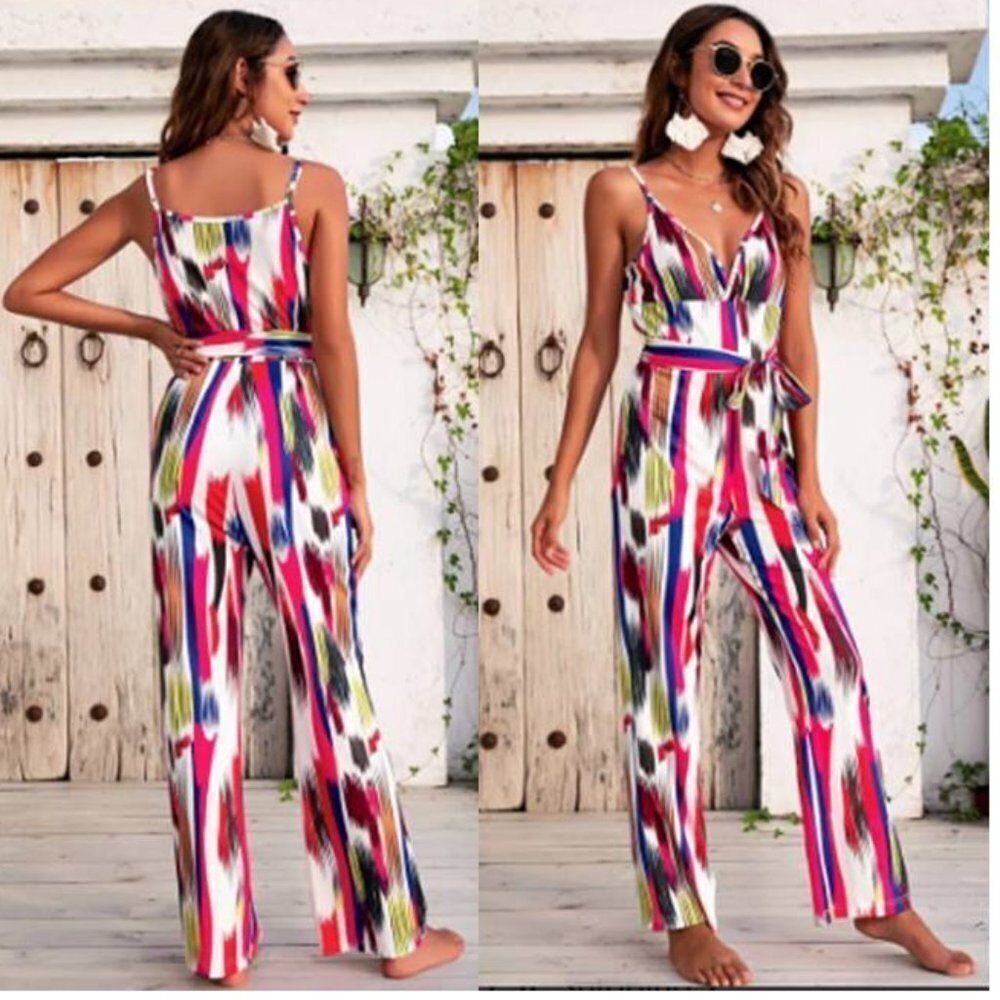 Women's High Rise‎ Colorful Print Fashion Jumpsuit
